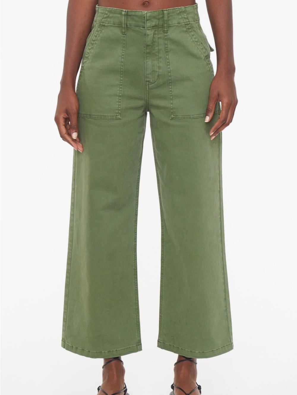 Pistola Sophia Wide Leg Cropped Pants Olive Green